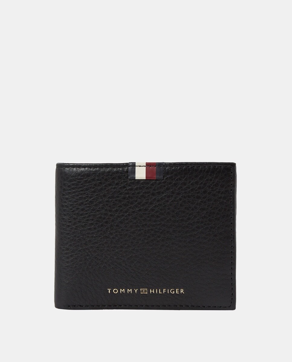 

Черный кожаный кошелек с визитницей и бумажником Tommy Hilfiger, черный
