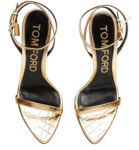 

Сандалии из кожи с тиснением под крокодила Tom Ford, золотой