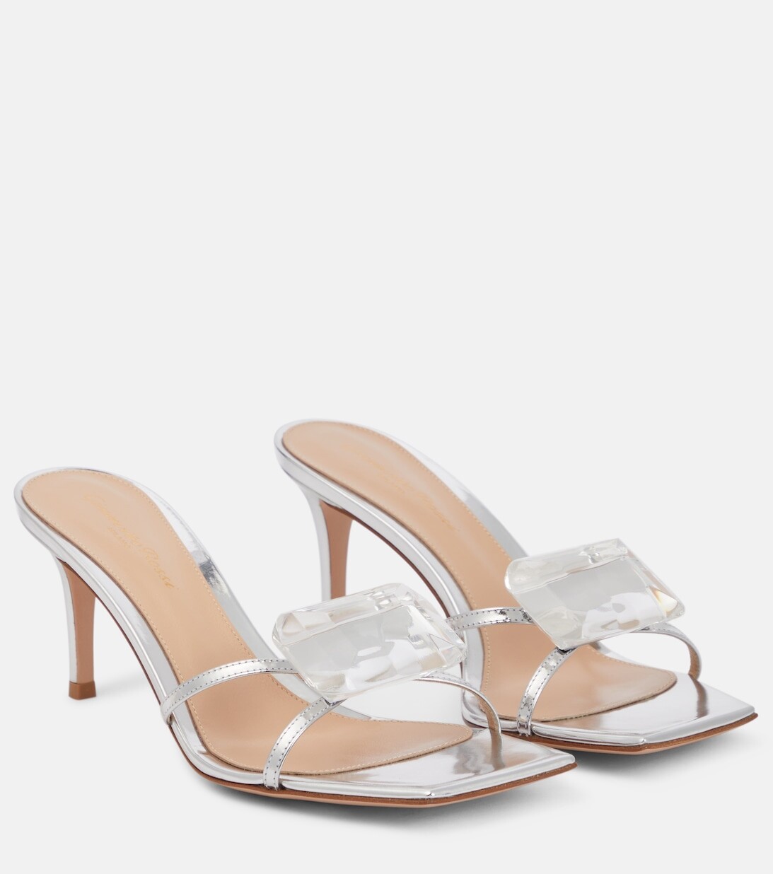 

Декорированные кожаные мюли Jaipur Gianvito Rossi, серебряный