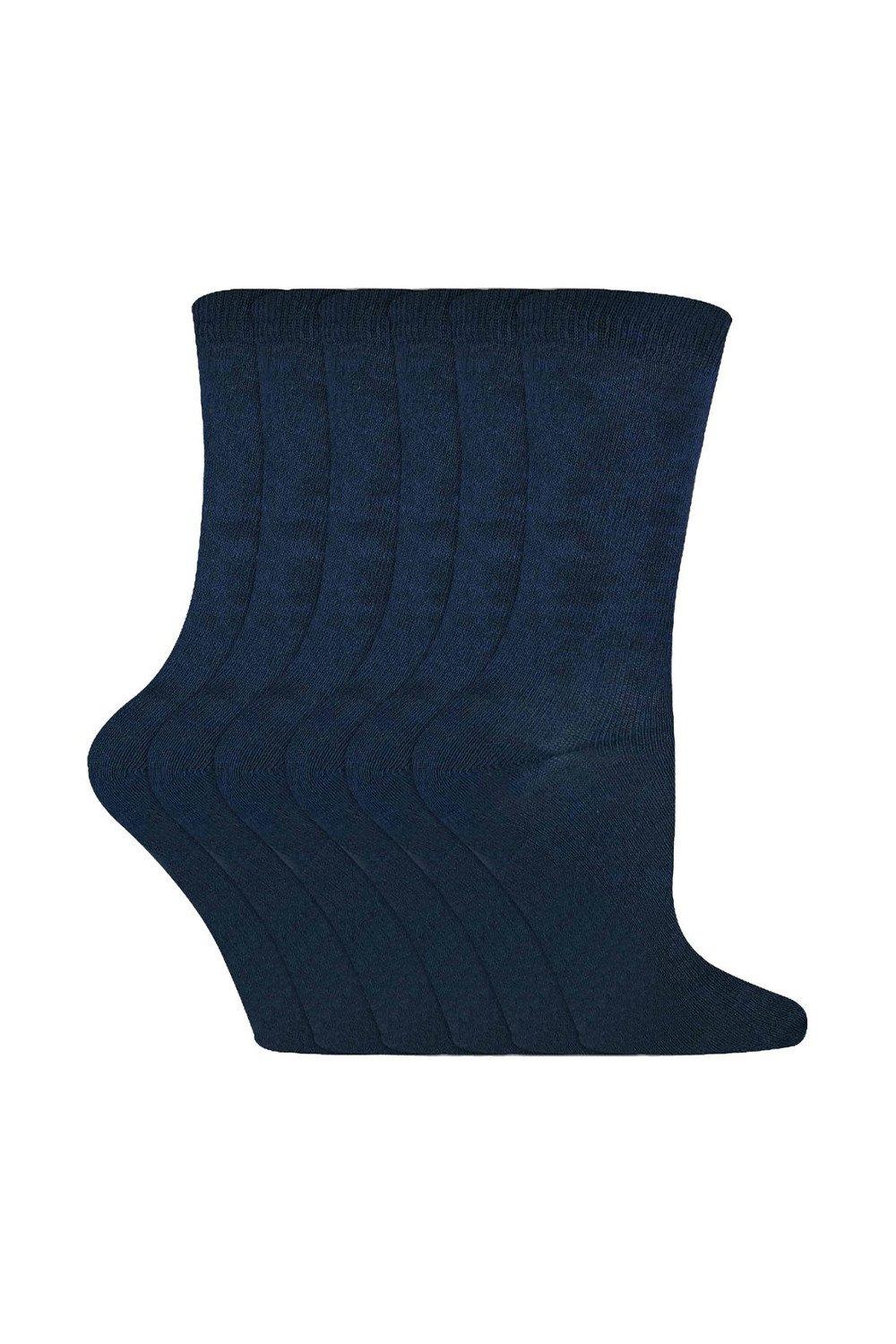 6 пар однотонных повседневных хлопковых носков Sock Snob, синий