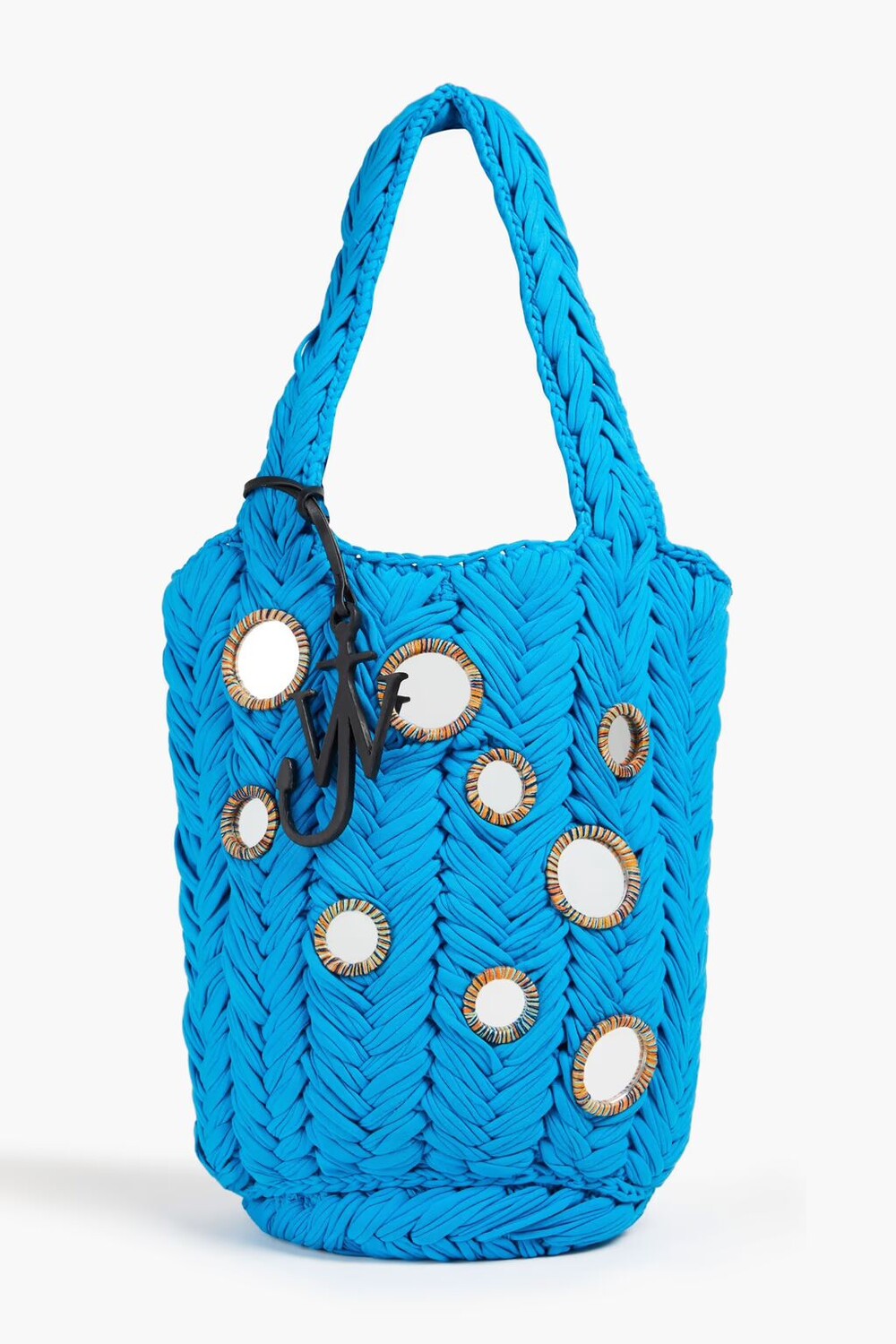 

Сумка-тоут Shopper из хлопкового джерси с декором Jw Anderson, лазурный