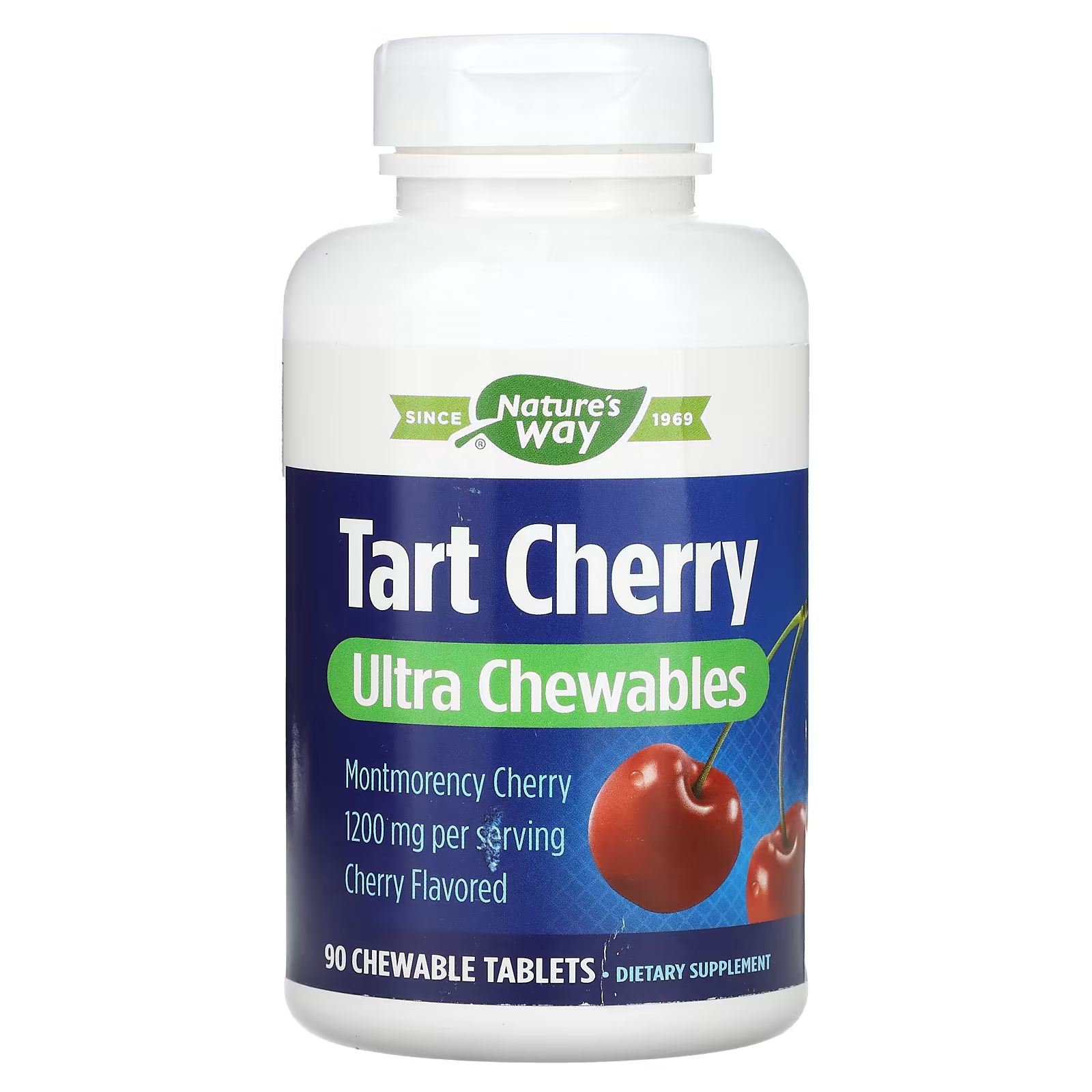 Nature's Way Tart Cherry Ultra Chewable Cherry 1200 мг, 90 жевательных таблеток (400 мг на таблетку) naturvet hip flex joint level 3 advanced with tart cherries 90 жевательных таблеток 315 г 11 унций