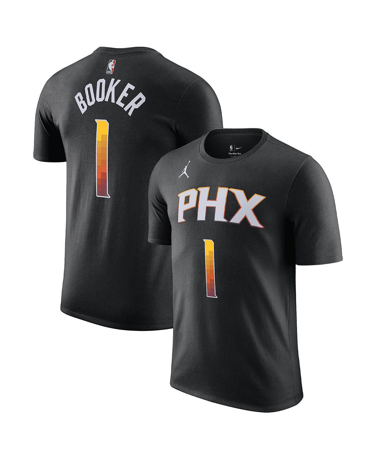 

Мужская брендовая футболка Devin Booker Black Phoenix Suns 2022/23 Statement Edition с именем и номером Jordan