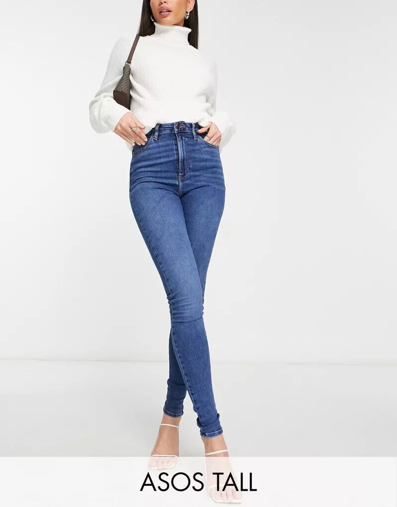 

Темно-синие джинсы скинни пуш-ап ASOS Tall