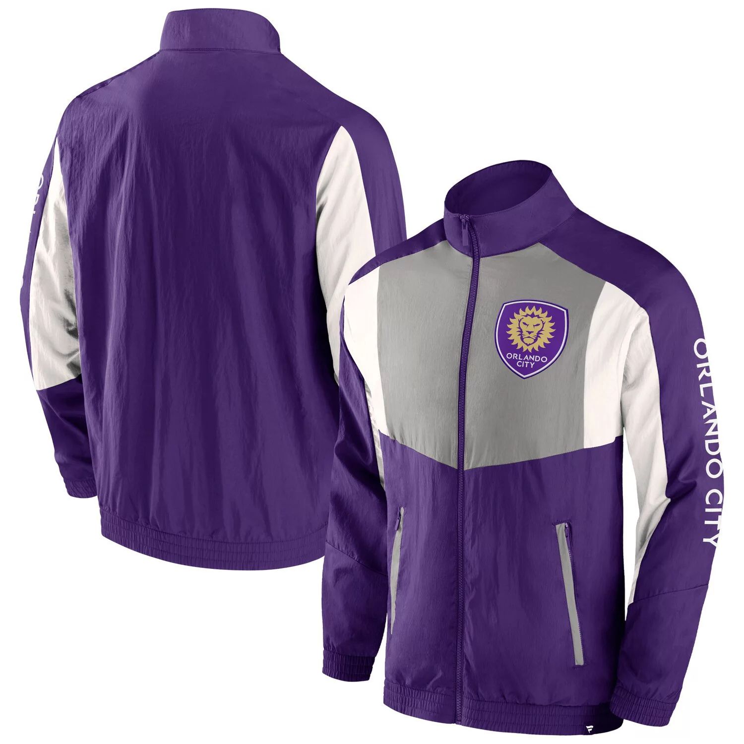 Мужская спортивная куртка с молнией во всю длину и реглан фиолетового цвета с логотипом Orlando City SC Net Goal Fanatics