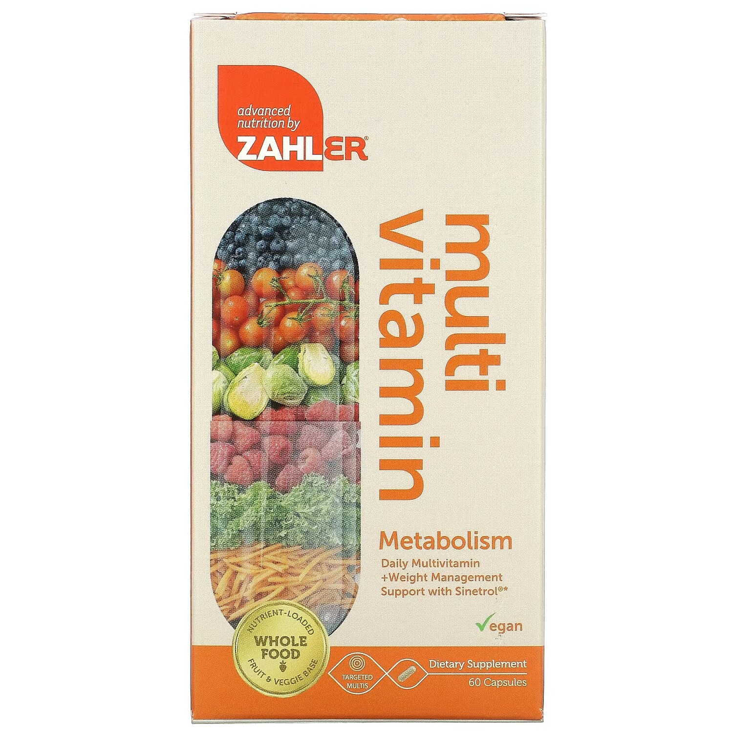 

Zahler Multivitamin Metabolism Daily Multi + Поддержка контроля веса с помощью Sinetrol 60 капсул