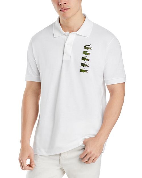 

Рубашка поло из хлопка в рубчик Lacoste, цвет White
