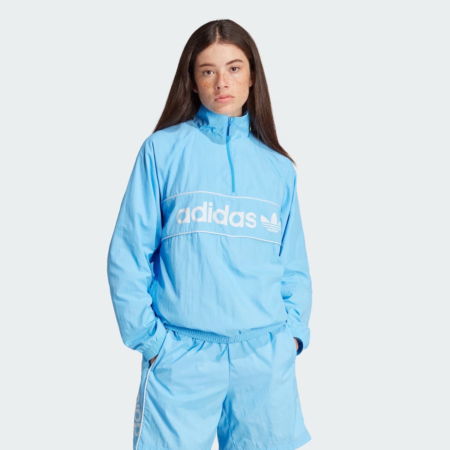 

Ветровка NY с полумолнией до половины Adidas, цвет Blue Burst