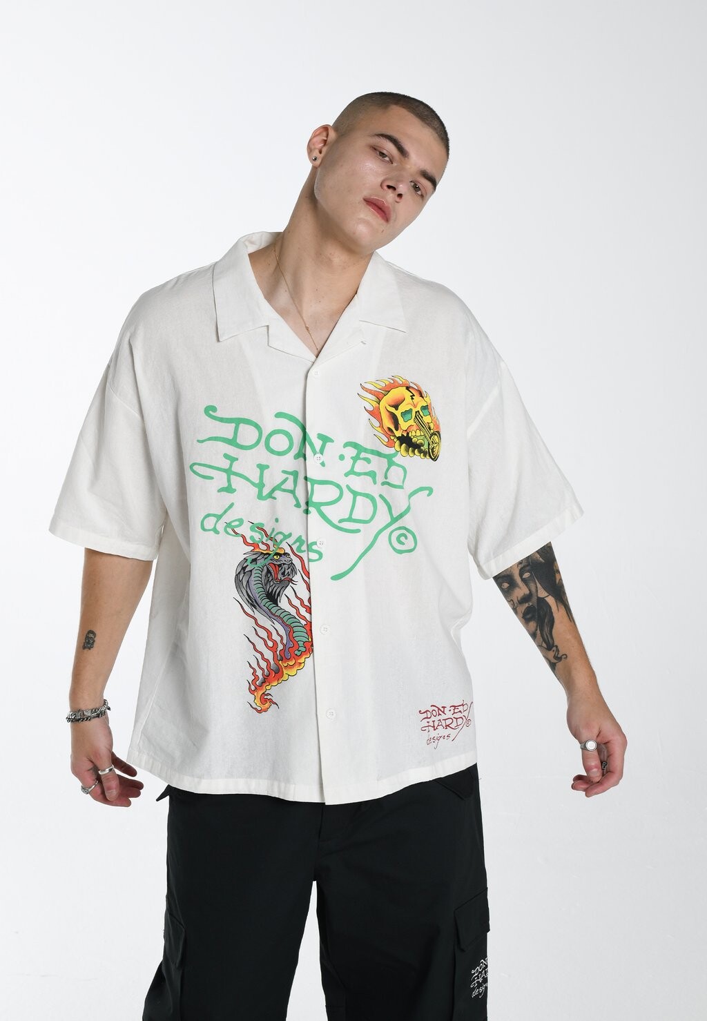 

Рубашка Rose Rider Camp Ed Hardy, цвет bright white