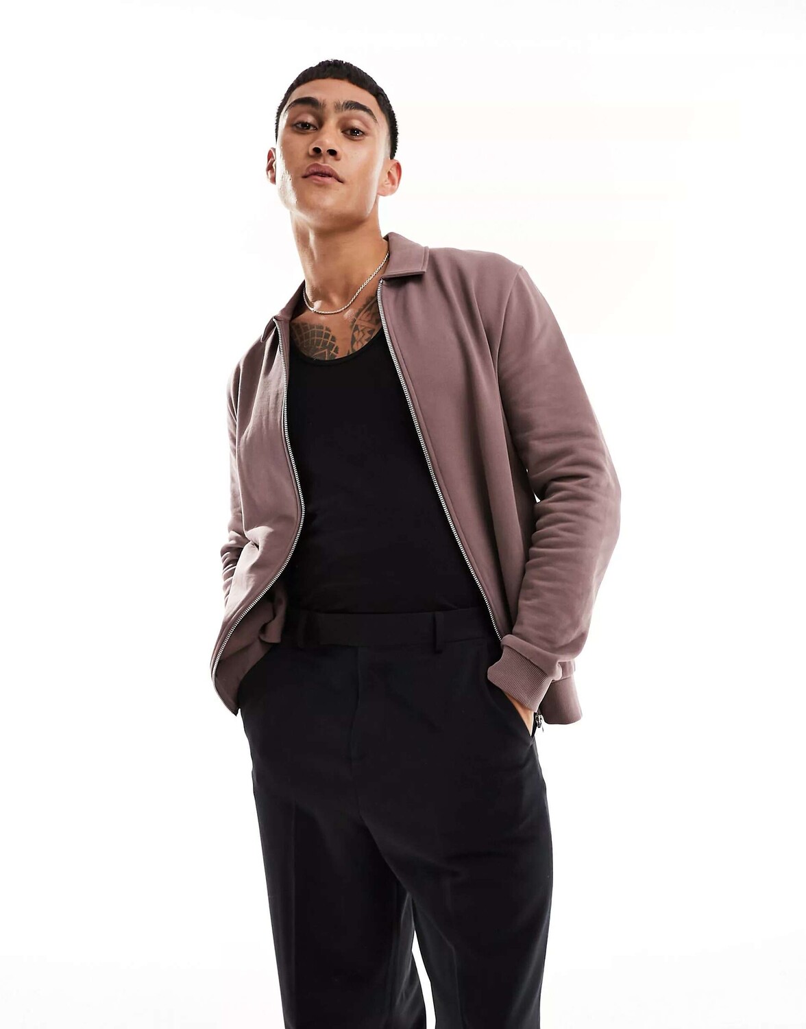 

Коричневая трикотажная куртка Харрингтон ASOS Standard, Коричневый