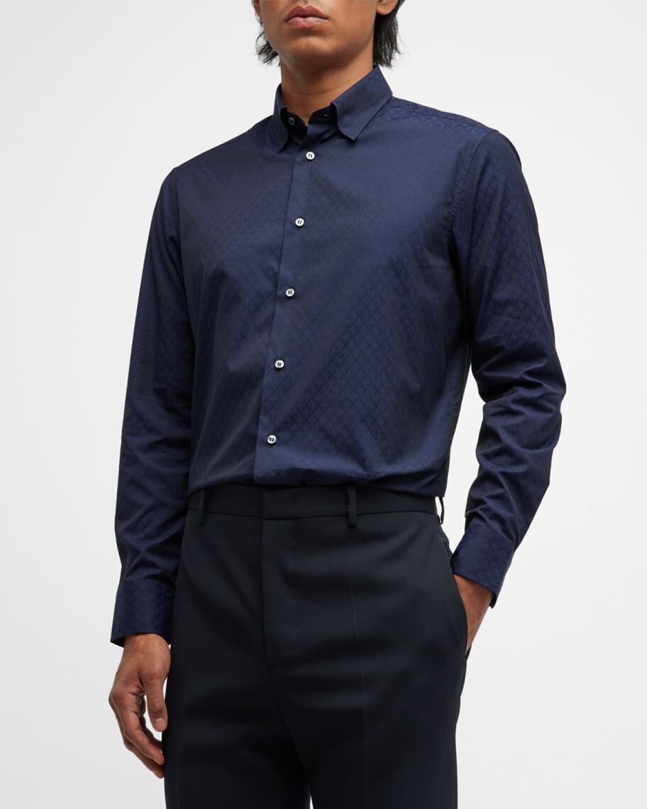 

Мужская спортивная рубашка с жаккардовым логотипом Brioni