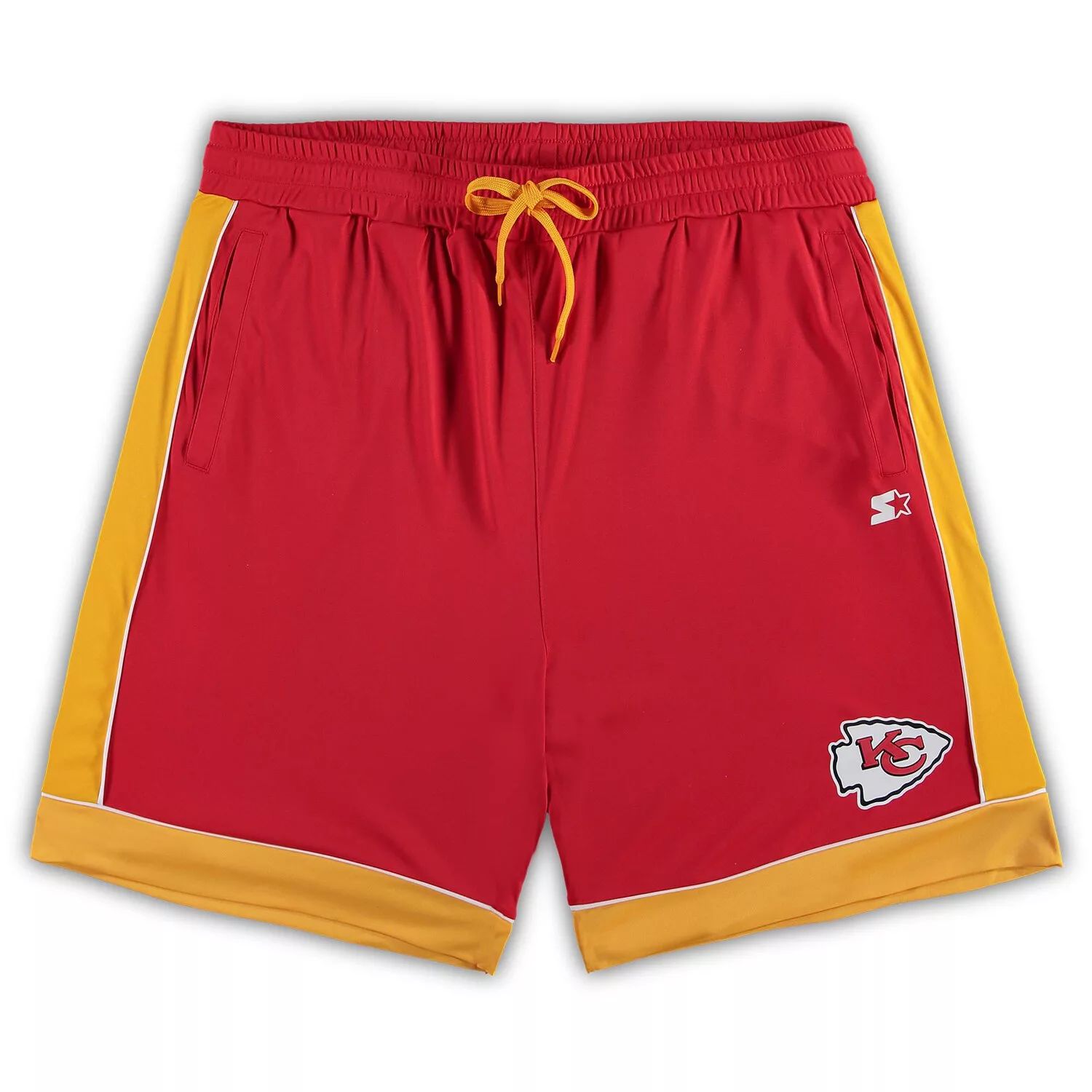 цена Мужские красные/золотые модные шорты, любимые поклонниками команды Kansas City Chiefs Starter