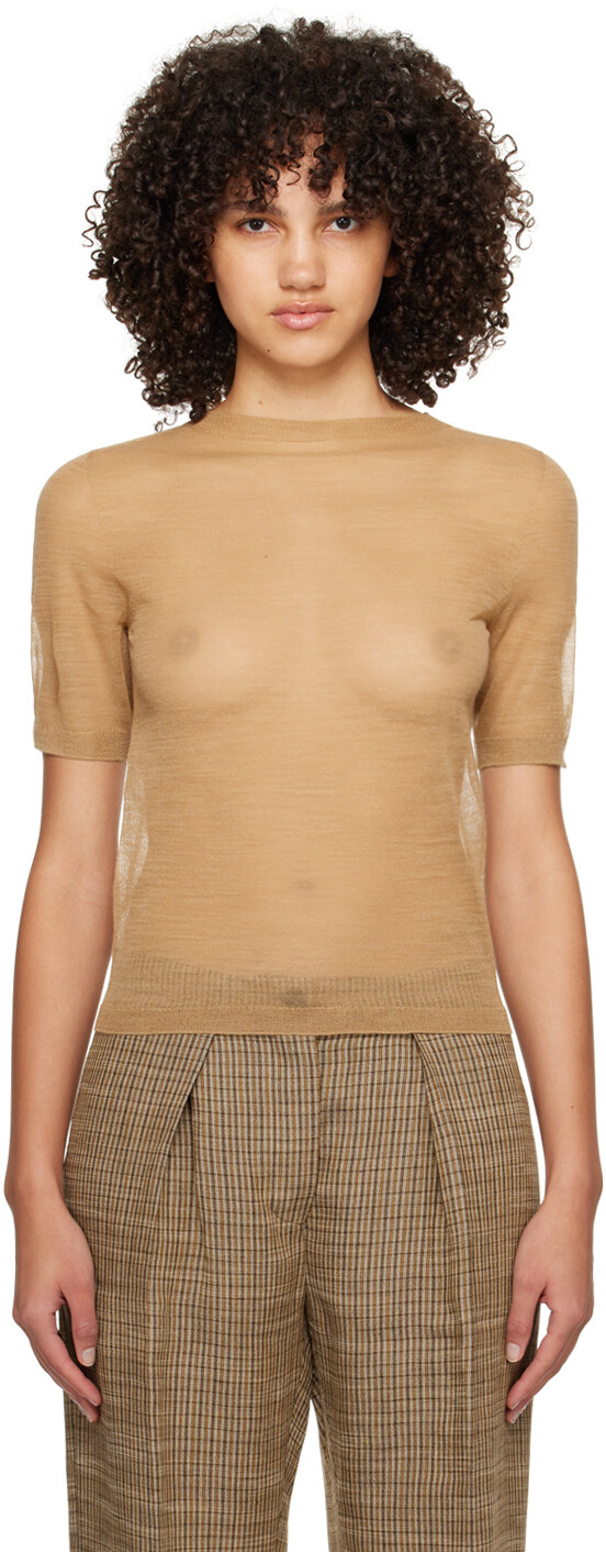 

Бежевая прозрачная футболка Acne Studios