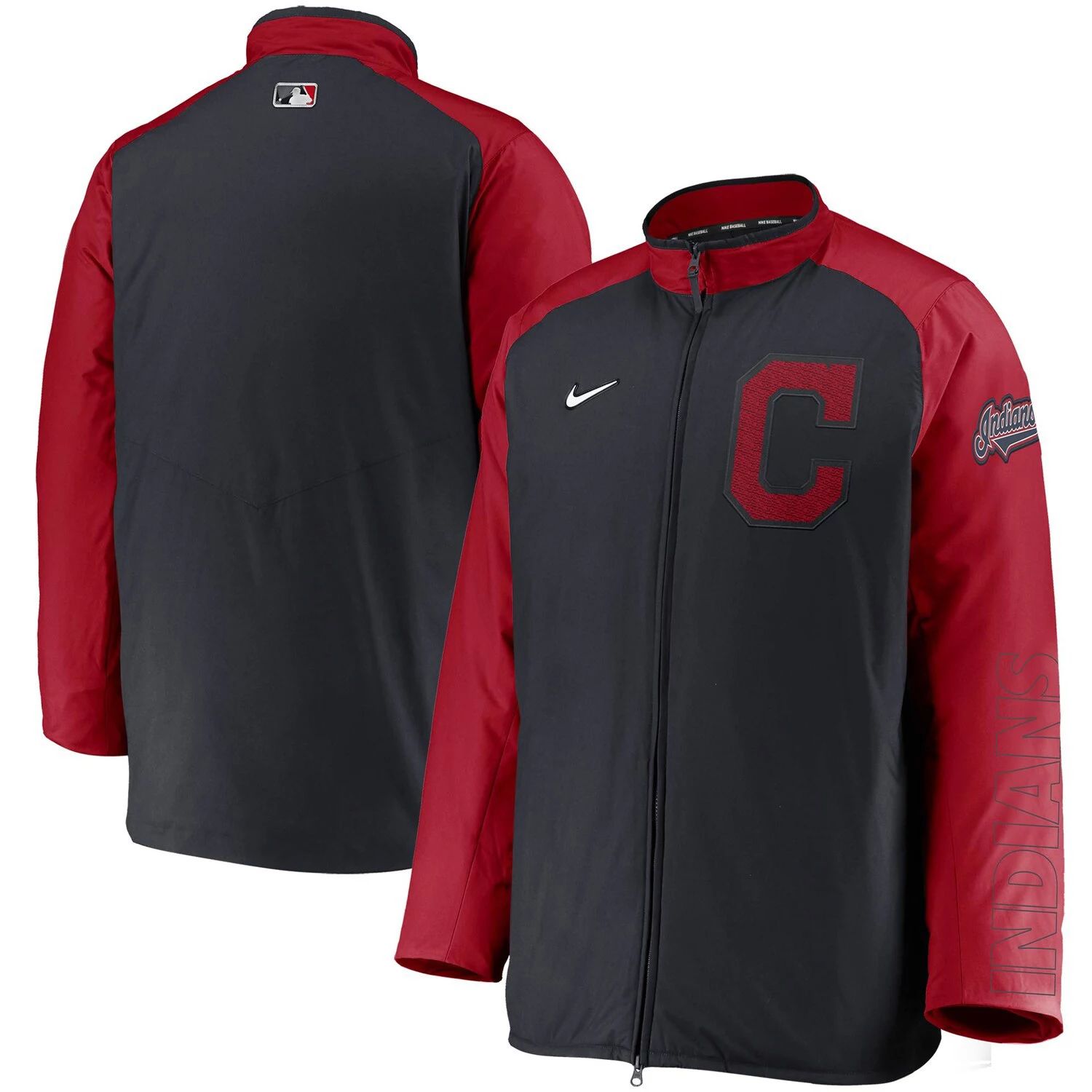 

Мужская темно-синяя куртка с молнией во всю длину Cleveland Indians Authentic Collection Dugout Nike