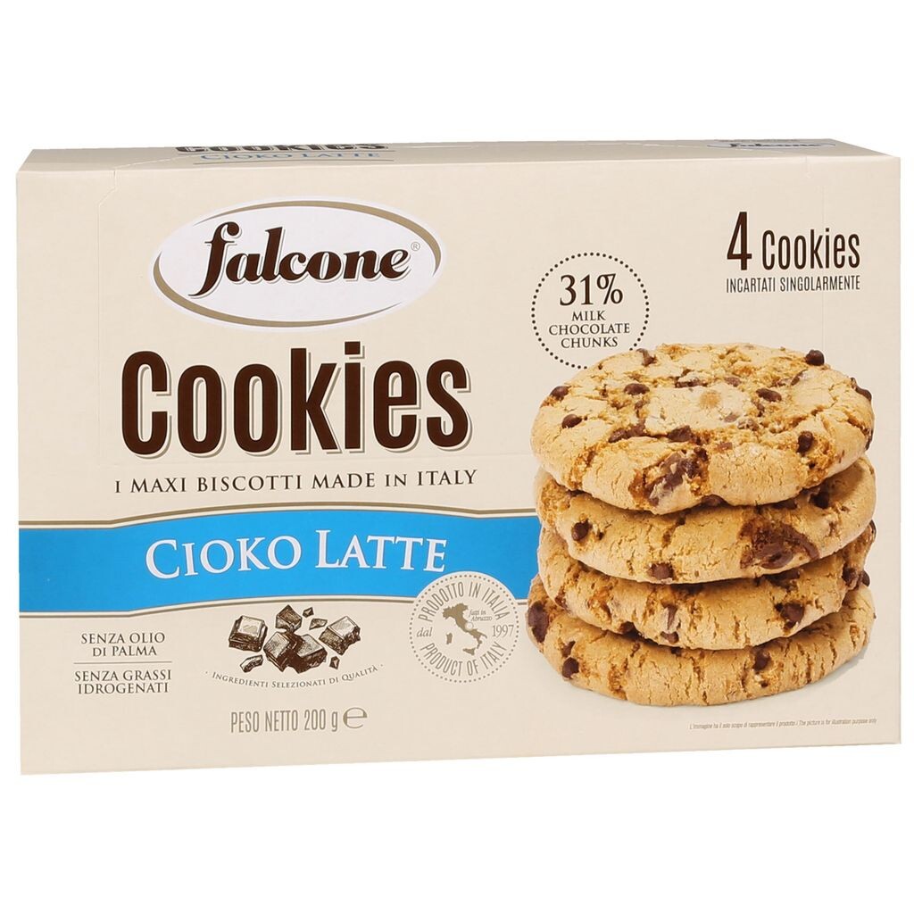 

FALCONE Cookies Cioko Latte - печенье с крошкой из молочного шоколада 200г х 6 уп. sarcia.eu