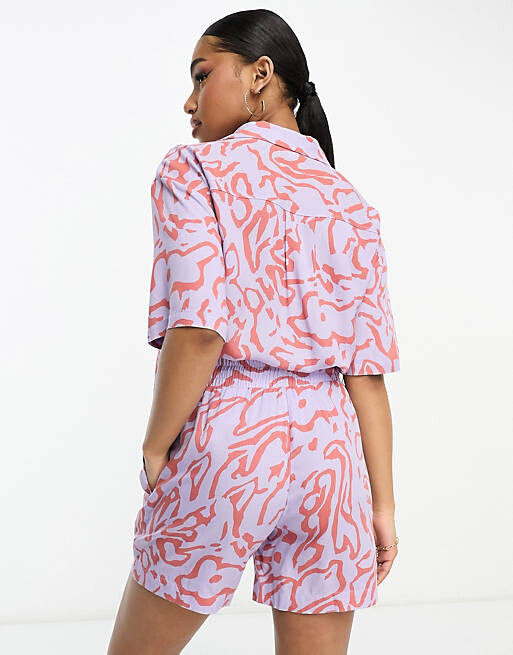 Фиолетовые шорты с кулиской Monki
