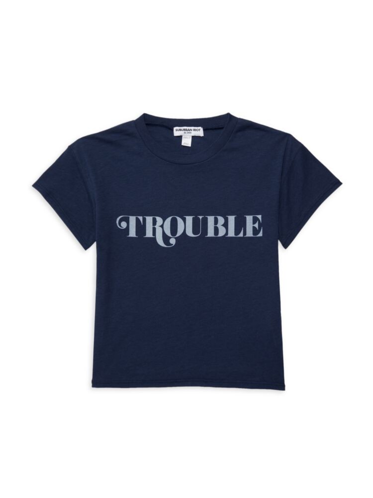 

Укороченная футболка для девочек Trouble Suburban Riot, темно-синий