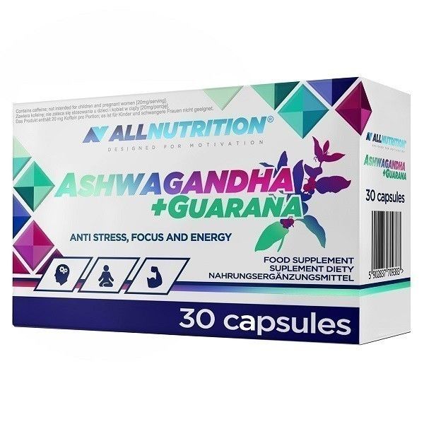 Allnutrition Ashwaganda + Guarana препарат для памяти и концентрации, 30 шт. allnutrition ashwaganda forte препарат для памяти и концентрации 90 шт
