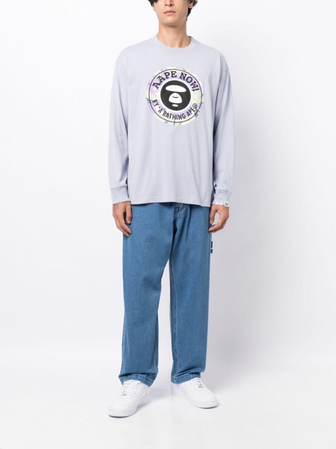 

Широкие джинсы с нашивкой-логотипом AAPE BY *A BATHING APE, синий