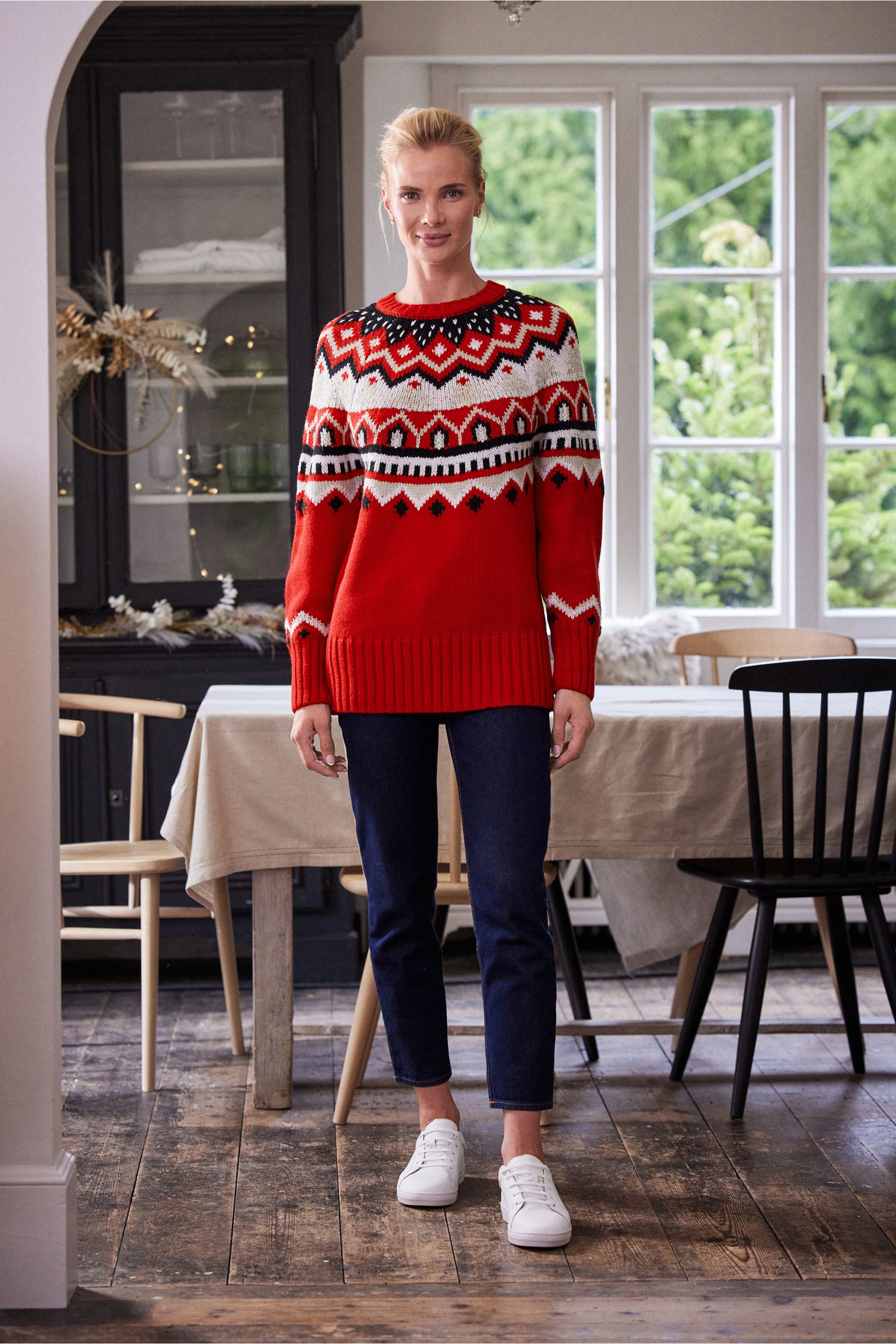 Соответствующий семейный рождественский свитер-туника Next, красный