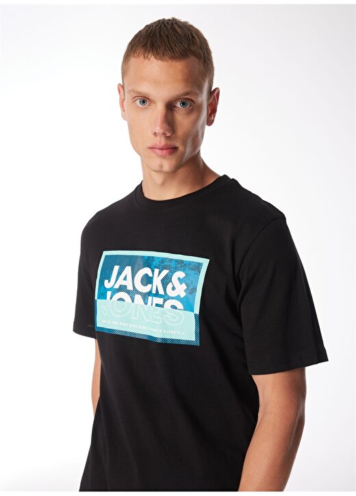 

Черная мужская футболка с круглым воротником JCOLOGAN SUMMER PRINT TEE CREW NECK Jack & Jones, черный