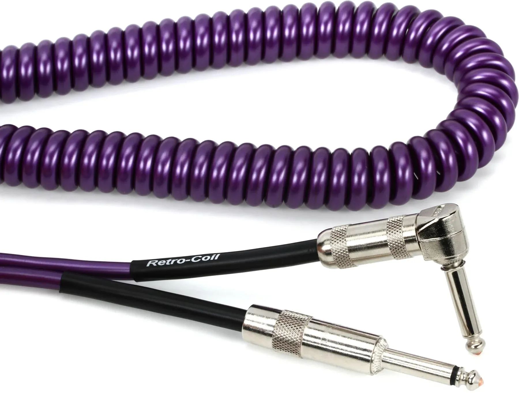 

Лавовый кабель LCRCRMPS Ретро-катушка, прямой и угловой бесшумный инструментальный кабель — 20 футов, фиолетовый металлик