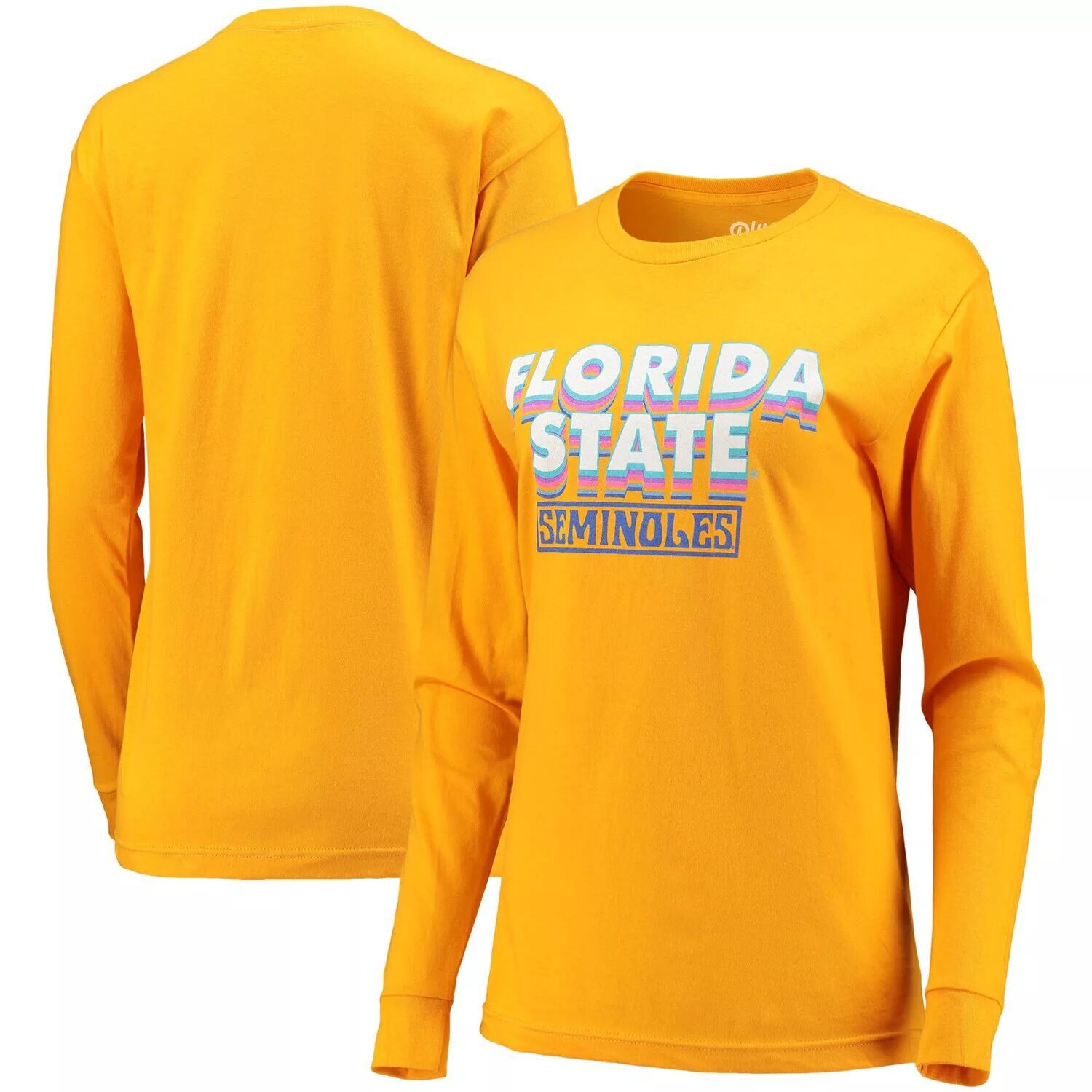 

Женская золотая футболка оверсайз с длинными рукавами Florida State Seminoles Beach Club