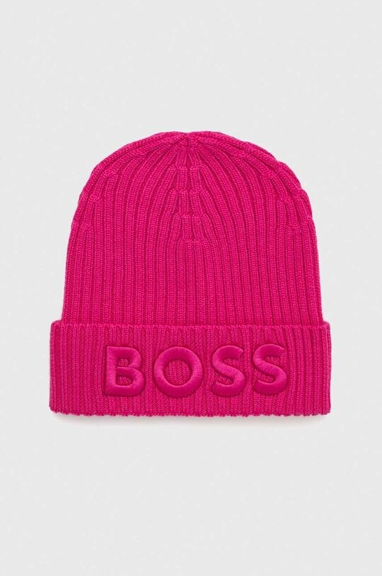 

Шерстяная шапка BOSS Boss, розовый