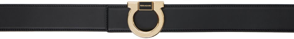 

Черный и коричневый двусторонний ремень с фиксированной фиксацией Gancini Ferragamo