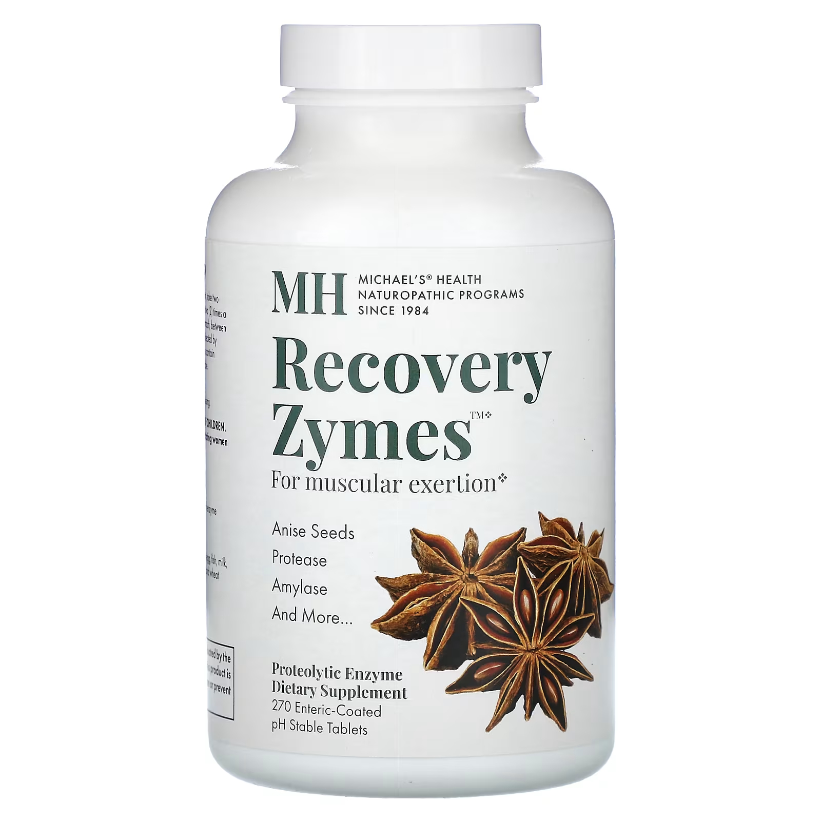 Пищевая добавка Michael's Naturopathic Recovery Zymes 270 наттокиназа 1500 системная ферментная добавка 120 таблеток с кишечнорастворимой оболочкой