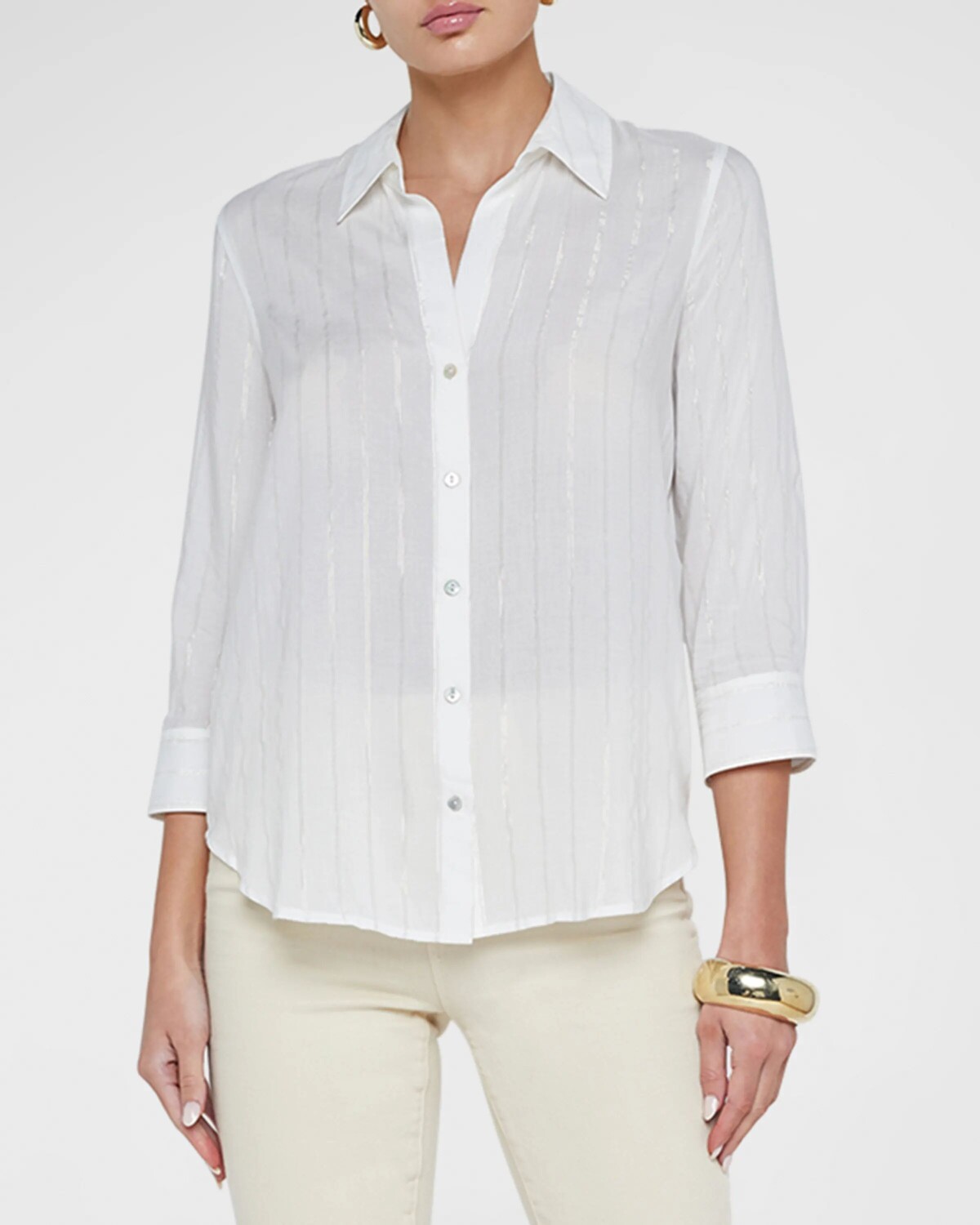 

Блузка Camille в металлизированную полоску L'Agence, цвет Ivorygold Stripe