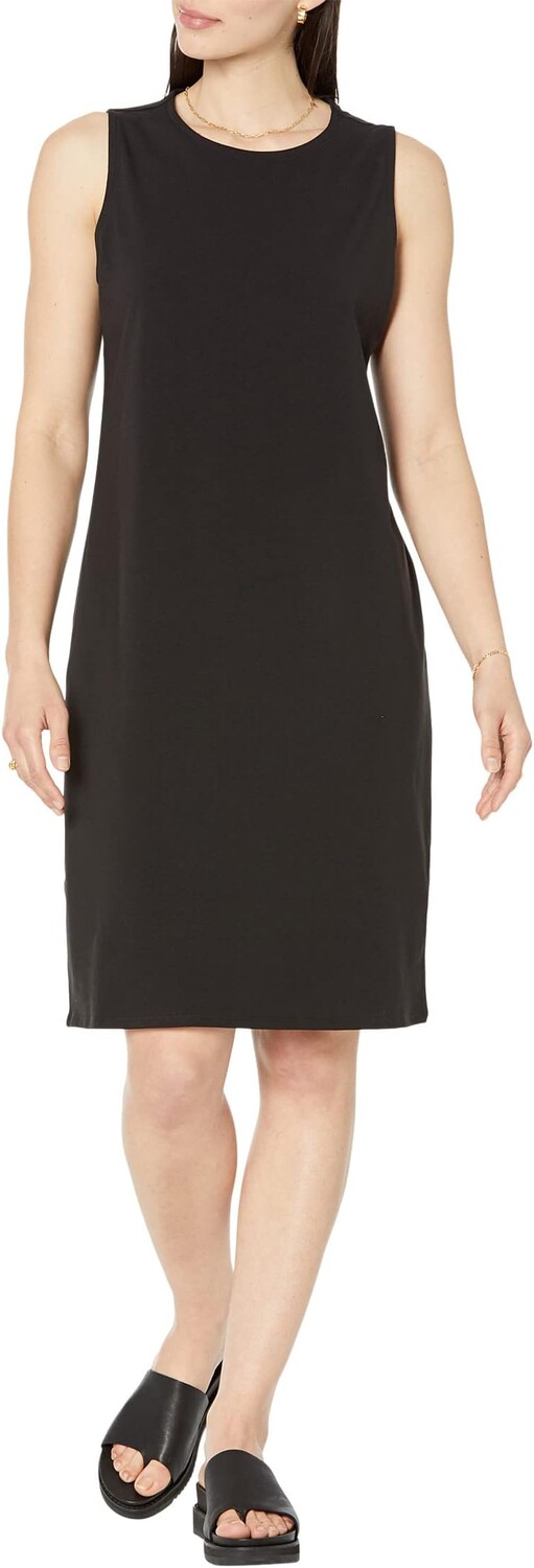 

Платье длиной до колена с круглым вырезом Eileen Fisher, черный