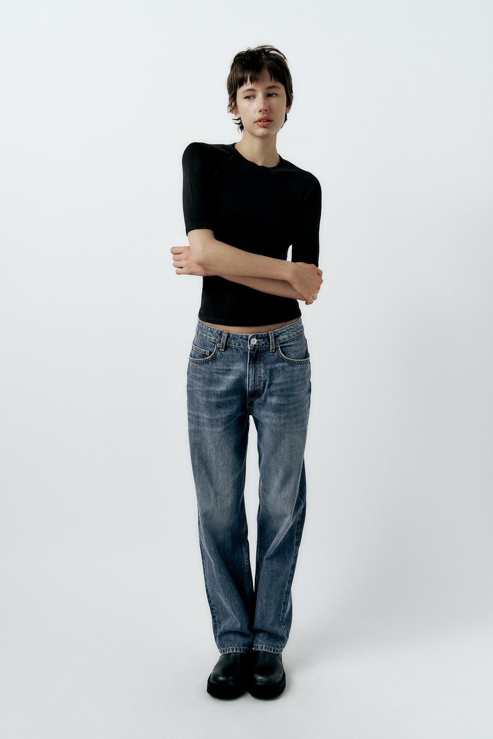 

Меланжевая футболка ZARA, черный