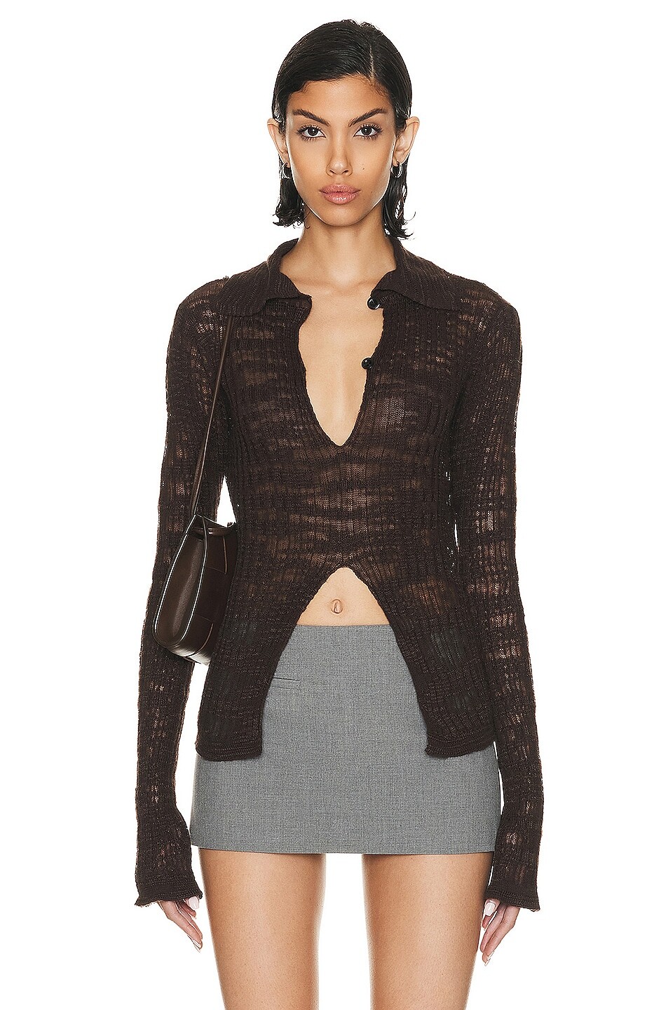 

Свитер Acne Studios Front Split, цвет Dark Brown