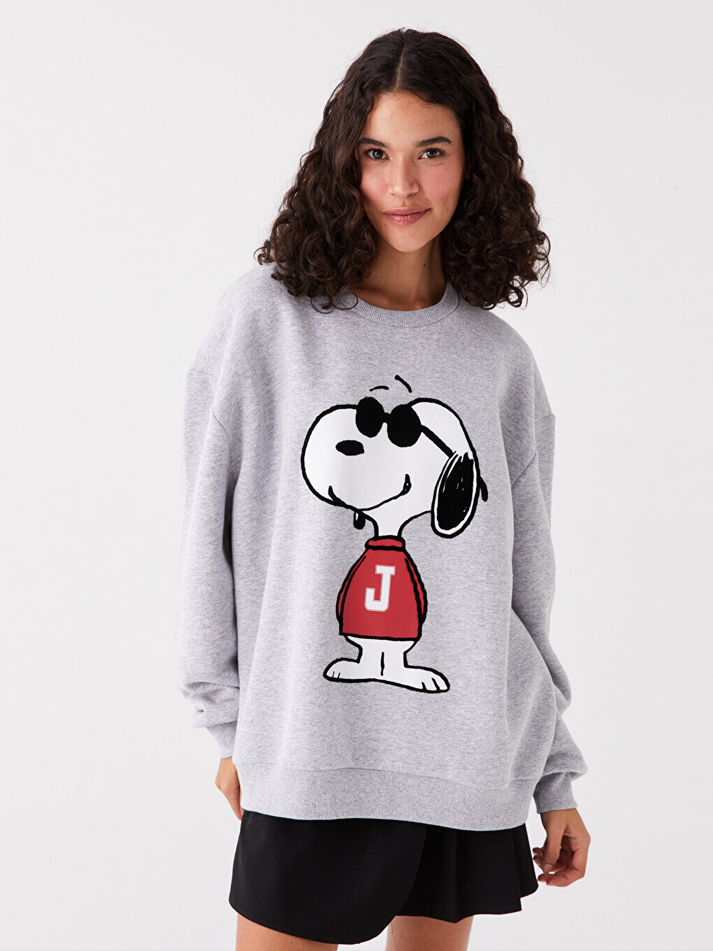 

Женская толстовка большого размера с длинными рукавами и принтом Snoopy с круглым вырезом XSIDE, серый меланж