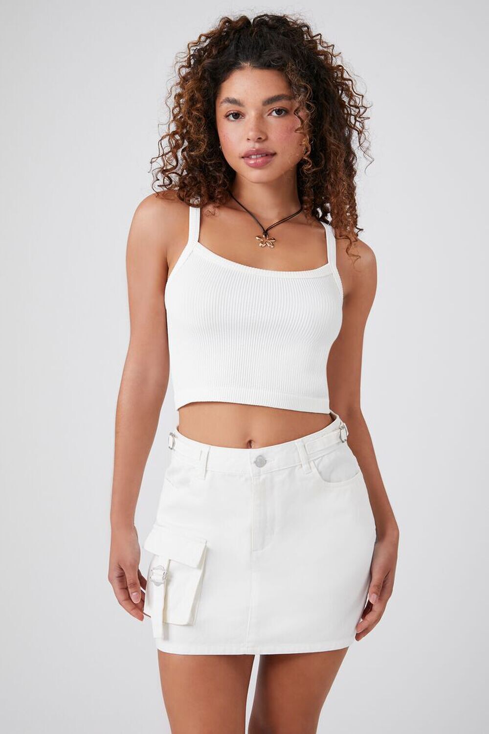 

Мини-юбка карго из твила Forever 21, слоновая кость