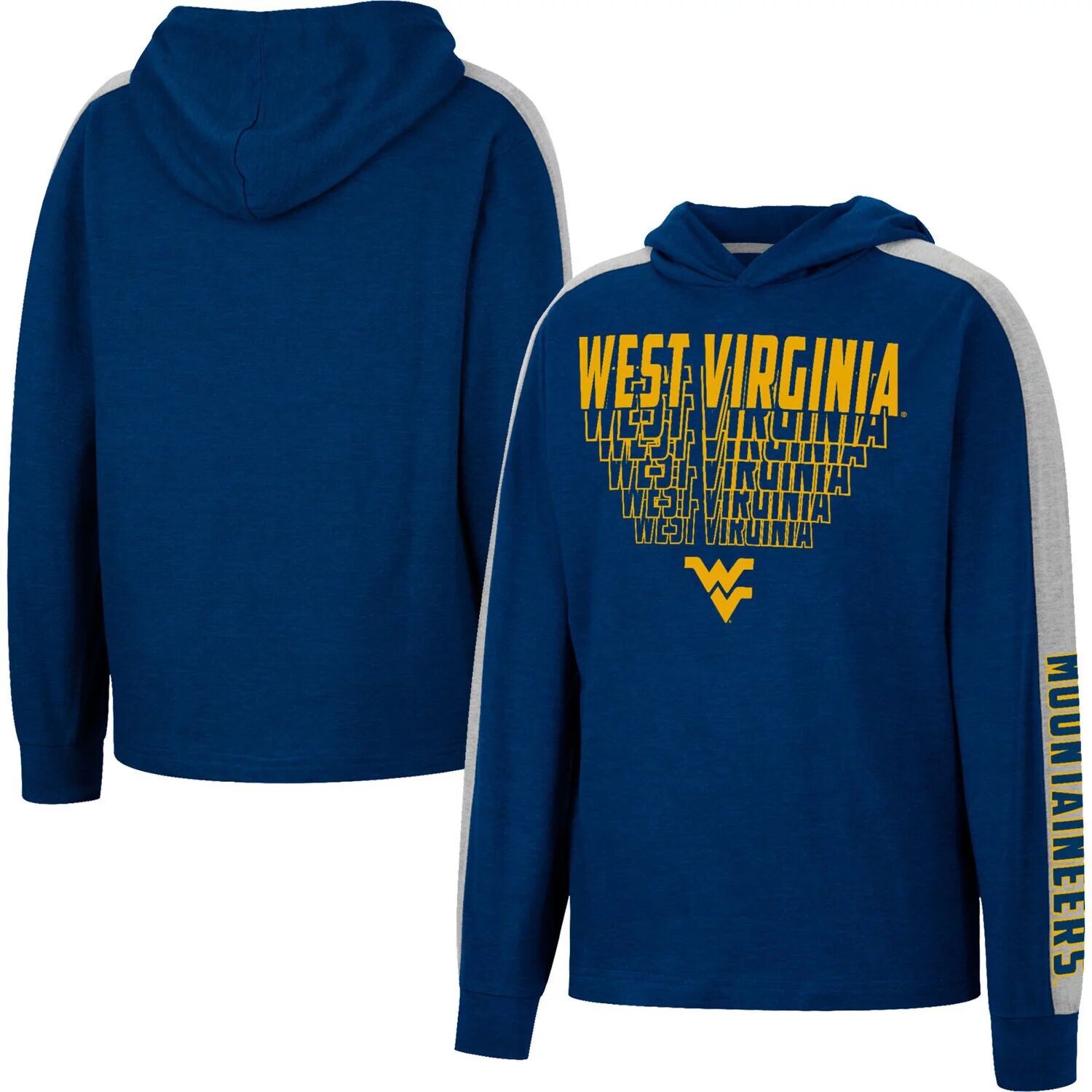 

Молодежная футболка Colosseum Heathered Navy West Virginia Mountaineers Wind Changes реглан с капюшоном Colosseum