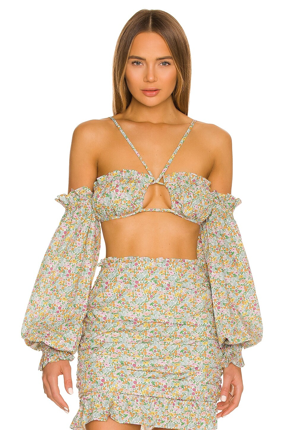 

Топ For Love & Lemons Raleigh Crop, синий