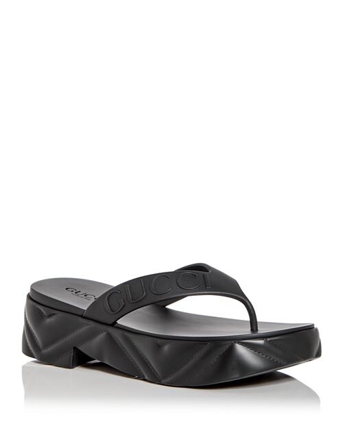 

Женские сандалии на платформе со стрингами Gucci, цвет Black