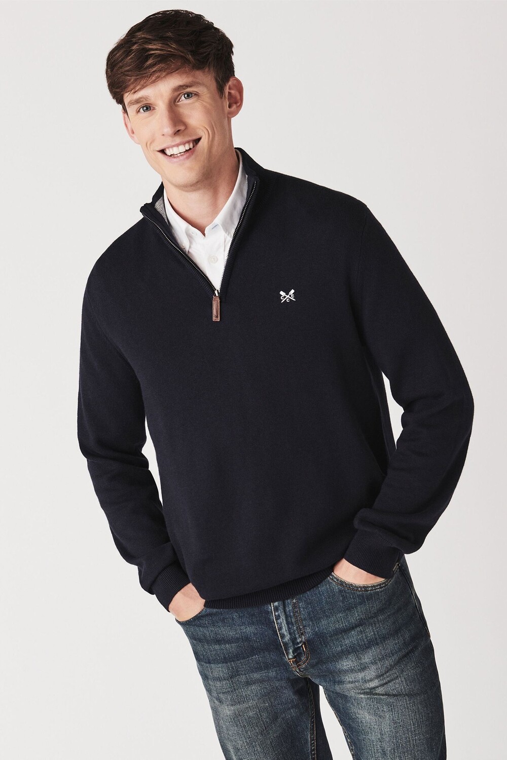 

Синий классический свитер на молнии 1/2 Crew Clothing Company, синий