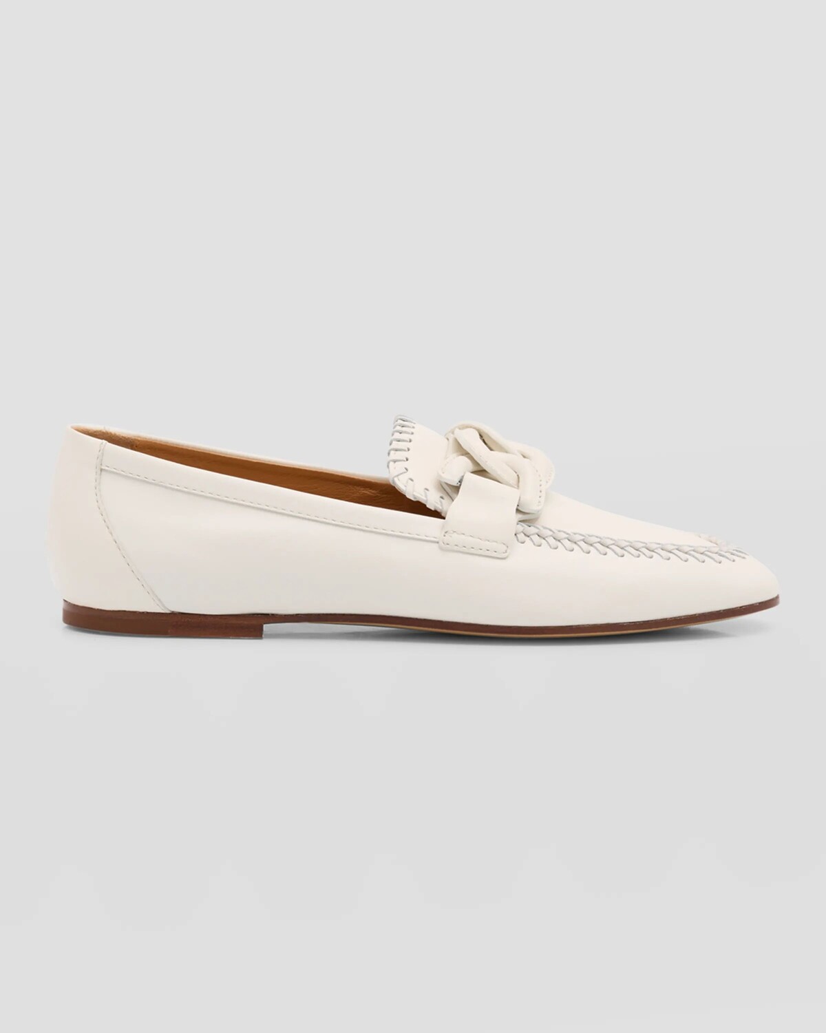 

Кожаные лоферы с цепочкой и отстрочкой Tod's, цвет Yogurt