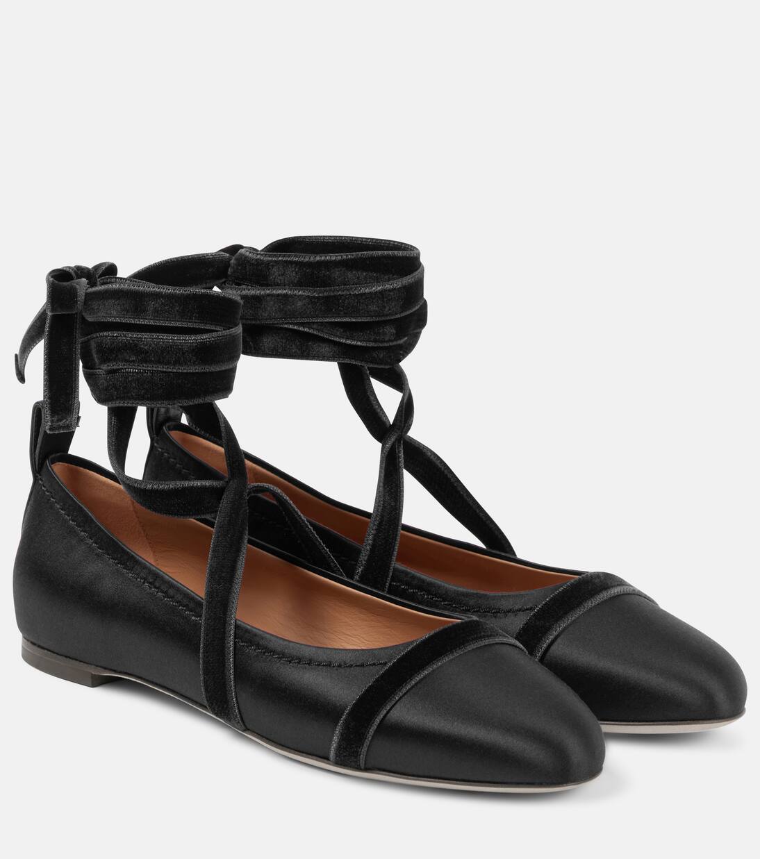 

Балетки Spencer из атласа Malone Souliers, цвет black/black