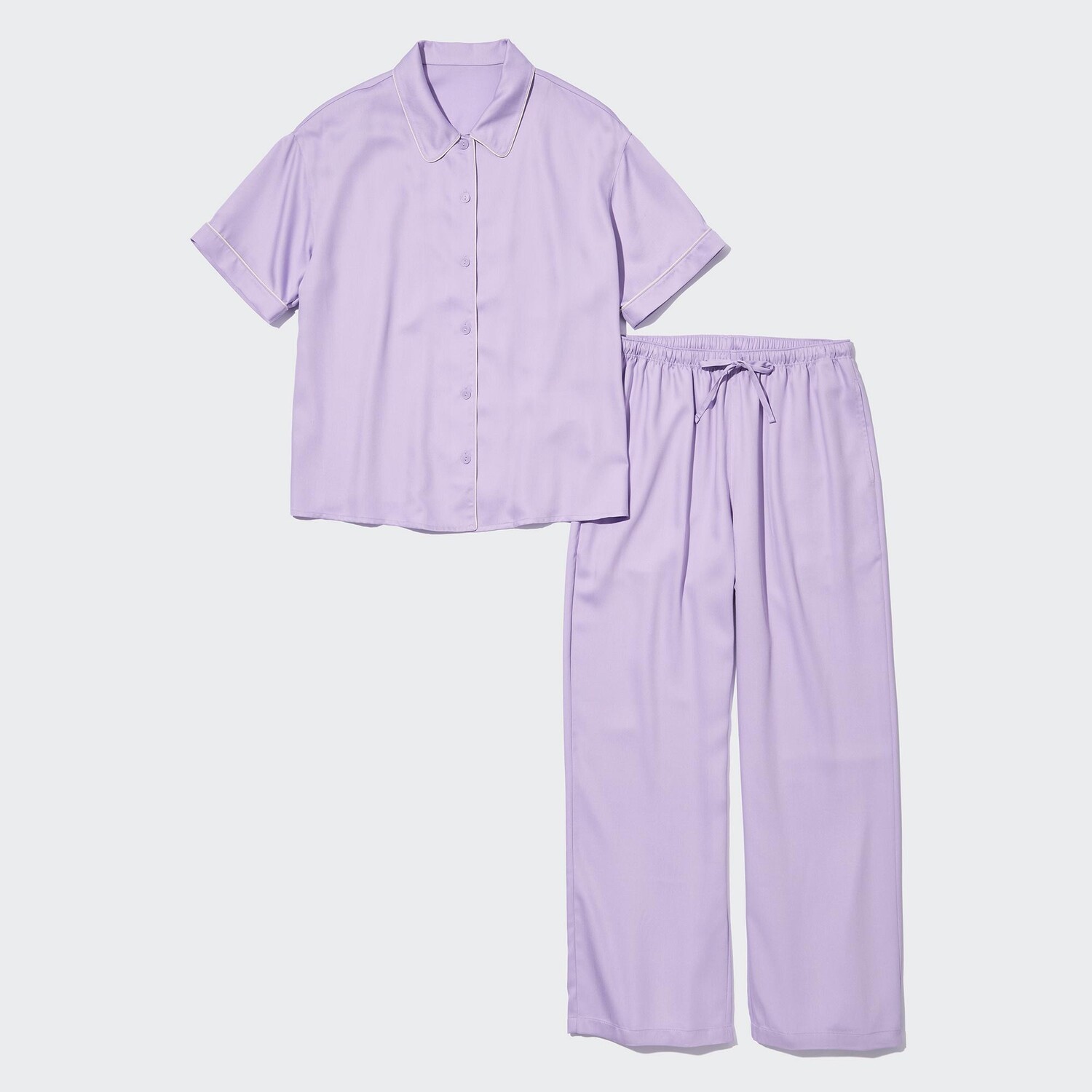 

Пижама UNIQLO атласная с короткими рукавами, светло-фиолетовый