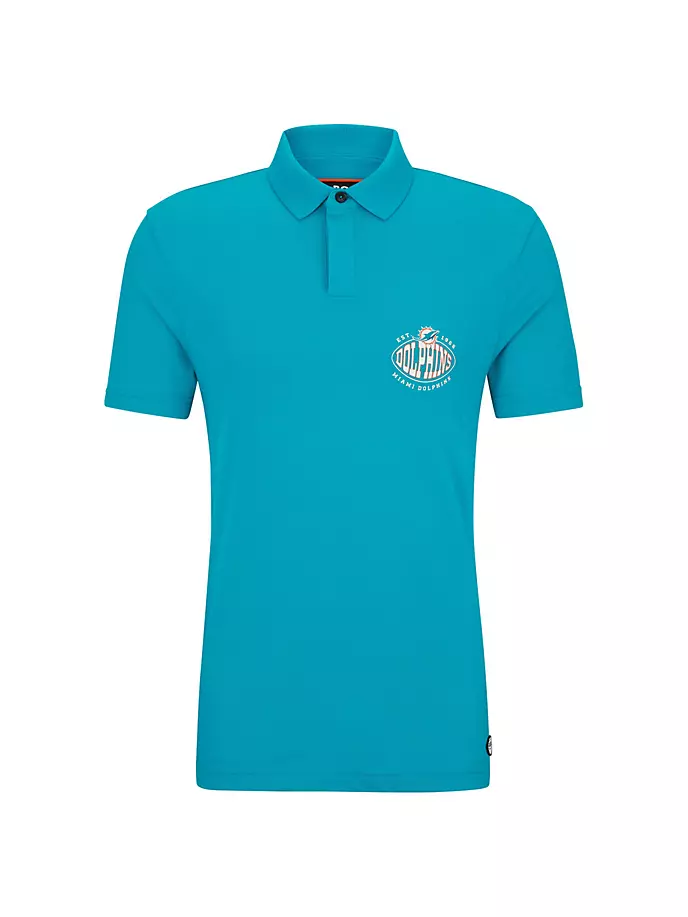 

Рубашка-поло из хлопкового пике BOSS x NFL с совместным брендингом Boss, цвет dolphins open green