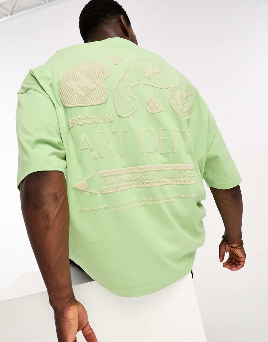 

Зеленая футболка оверсайз с объемным принтом на спине ASOS DESIGN - LGREEN, Зеленый