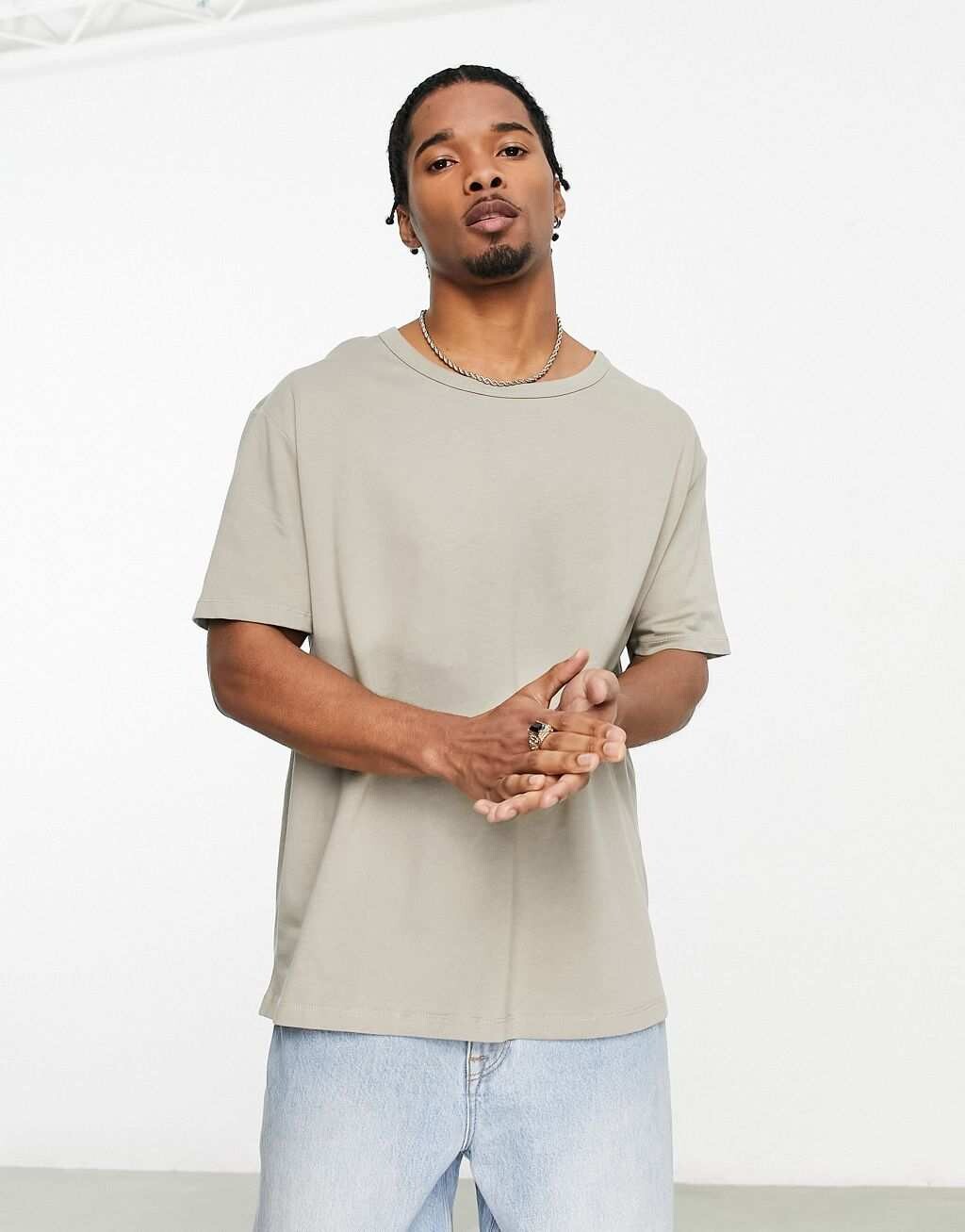 

Свободная тяжелая футболка цвета камня ASOS DESIGN