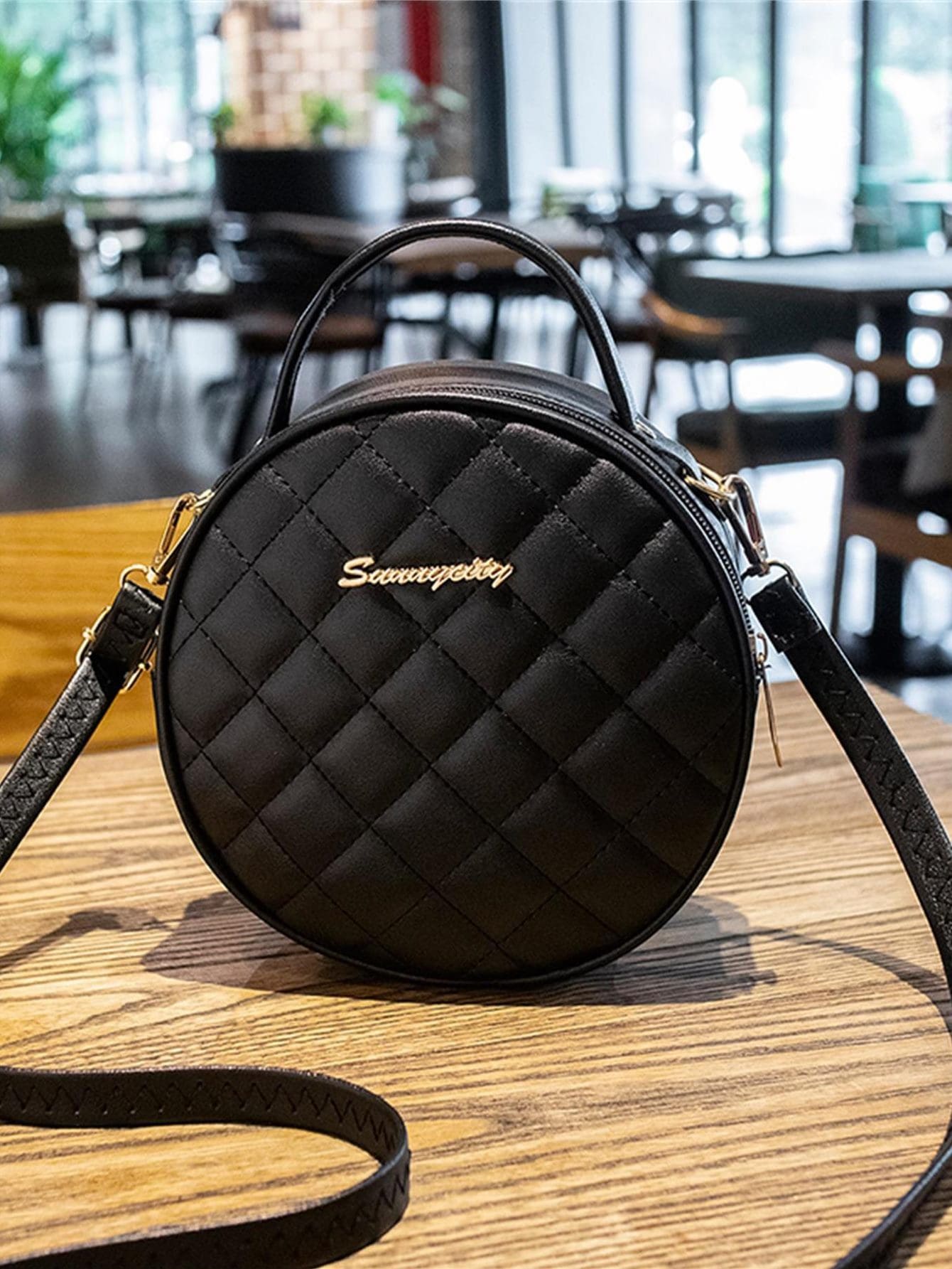 Модная сумка с мини-алфавитом в стиле пэчворк и регулируемым плечевым ремнем, черный