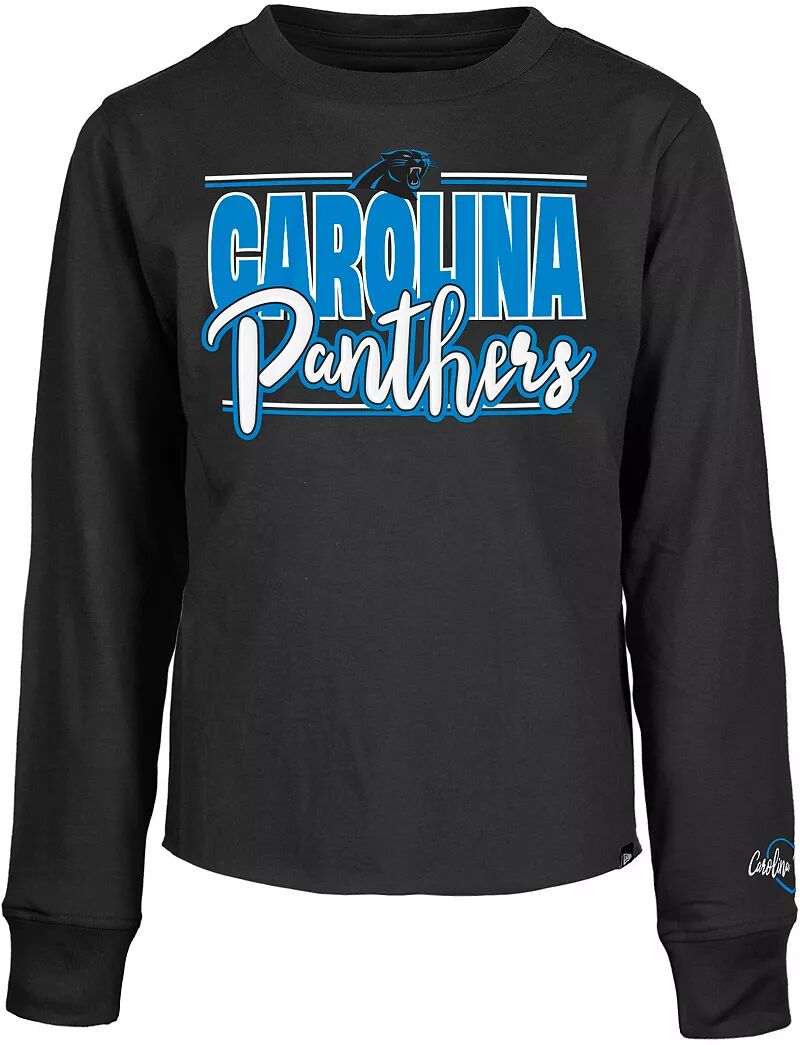 

Черная футболка с длинными рукавами New Era Little Kids с надписью Carolina Panthers