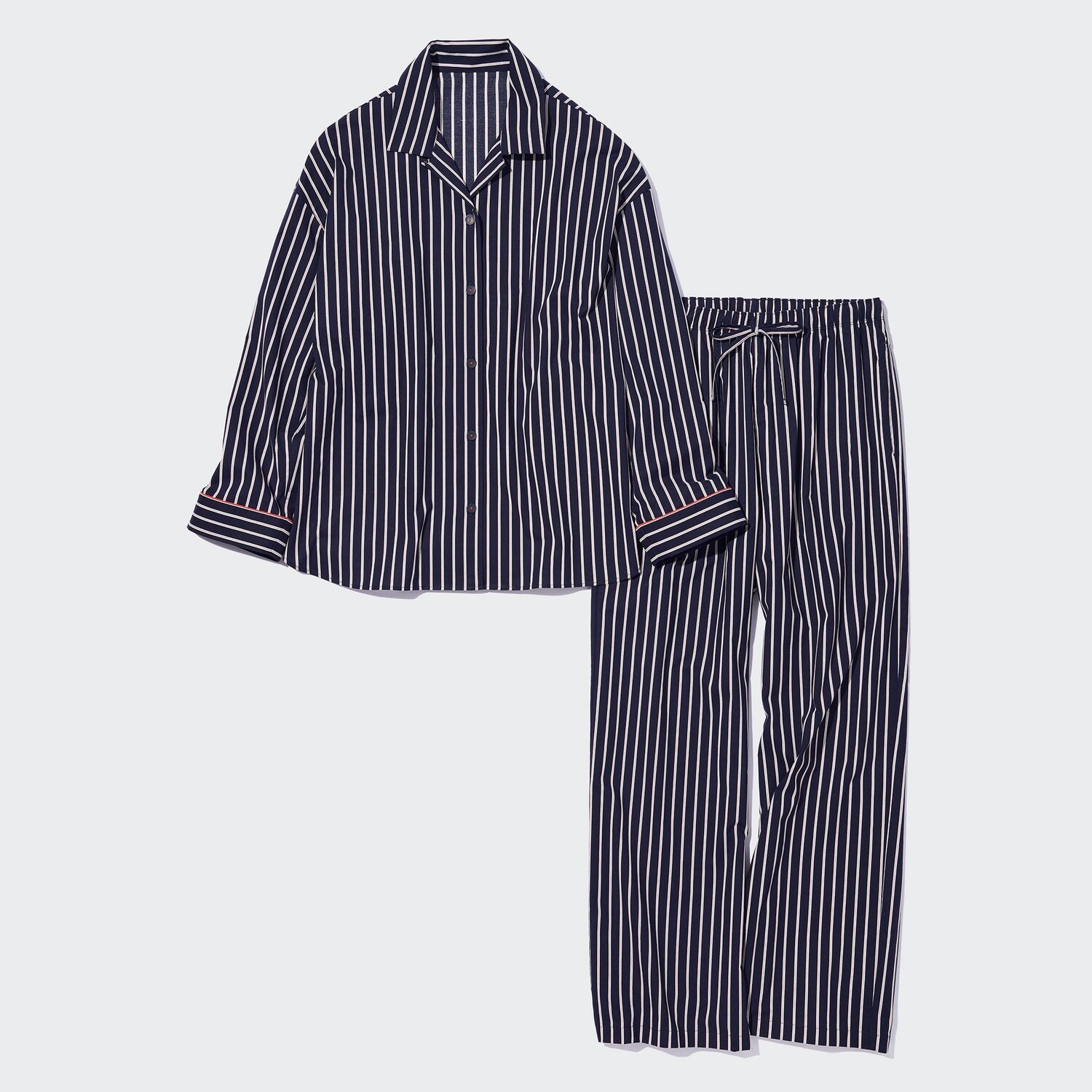 

Мягкая эластичная пижама с длинными рукавами (в полоску) UNIQLO, темно-синий