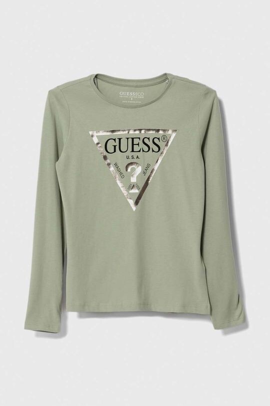 

Детская хлопковая рубашка Guess с длинными рукавами, зеленый